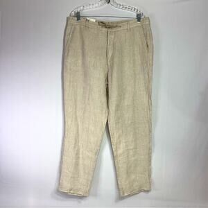 NWT Zara Light Tan Linen Chinos Size 36 G0137